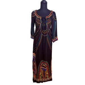 Flying Tomato Maxi Dress Women Size S Black Tribal Geometric Boho